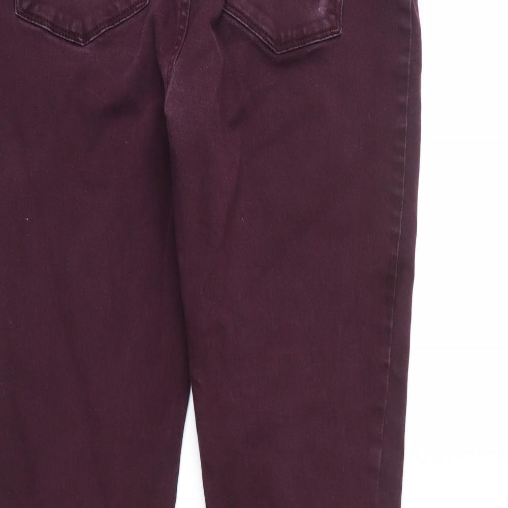 Brand and care label for F&F women’s purple skinny jeans, size UK 10, 26-inch leg