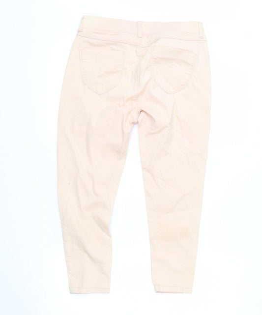 Back view of Dorothy Perkins women’s pink denim skinny jeans, size UK 10, 22-inch leg