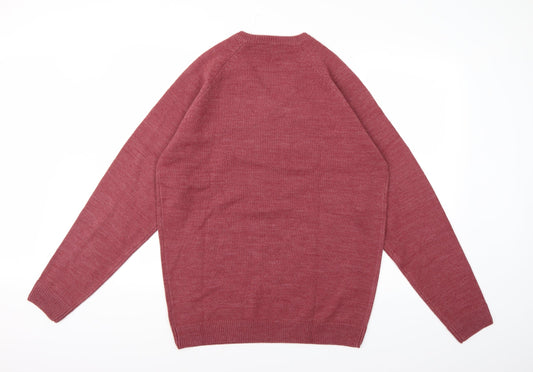 South Bay Mens Red Knit Pullover Jumper Size M