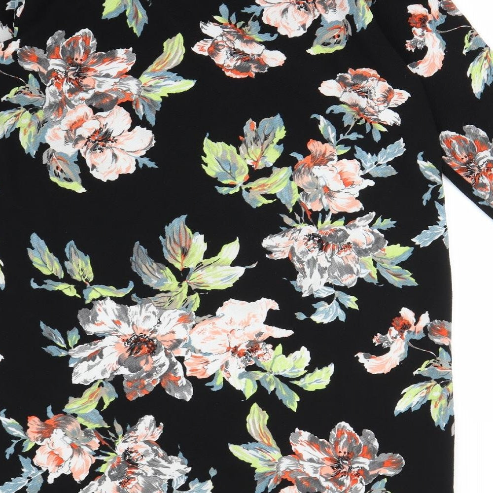 Boohoo Womens Black Floral Mini Size 14