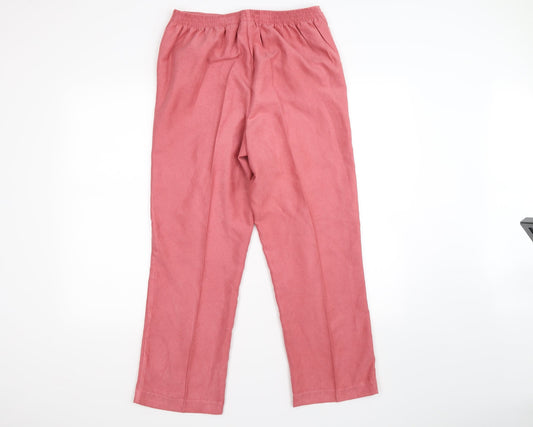 Alfred Dunner Womens Pink Velour Trousers Size 12 L26 in