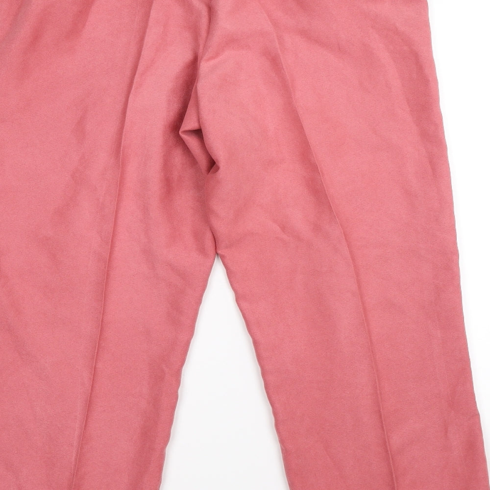 Alfred Dunner Womens Pink Velour Trousers Size 12 L26 in
