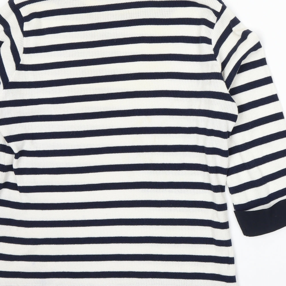 Isle Womens Blue Striped Knit Basic T-Shirt Size 10