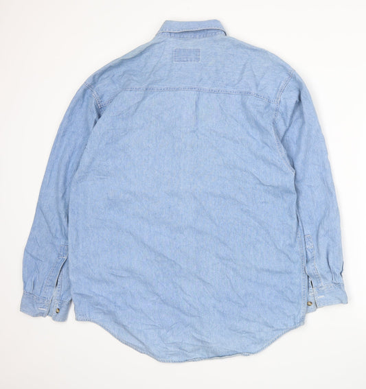 Zantos Mens Blue Button-Up Size M