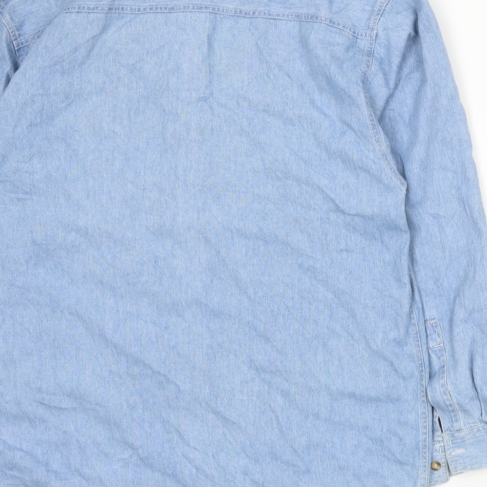 Zantos Mens Blue Button-Up Size M