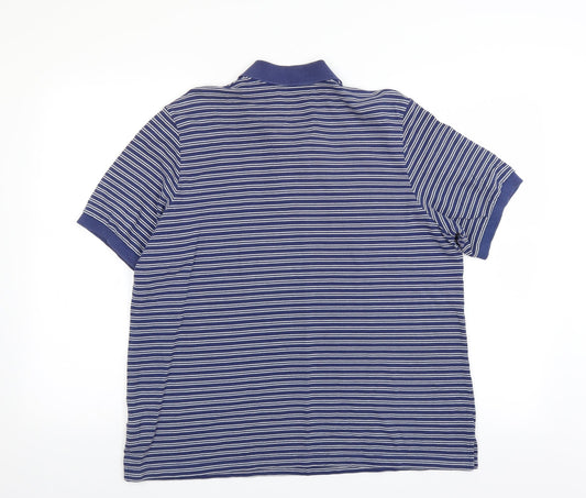 Marks and Spencer Mens Blue Striped Polo Size 18