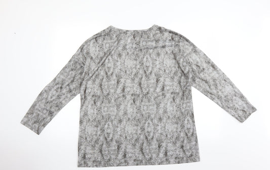 Love Leisure Womens Grey Animal Print Pullover Jumper Size 14