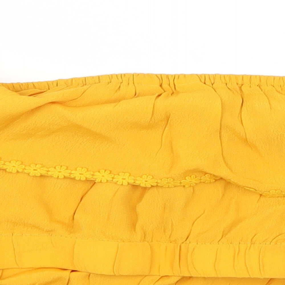 Womens UK Size 12 Preworn Yellow Cropped Blouse