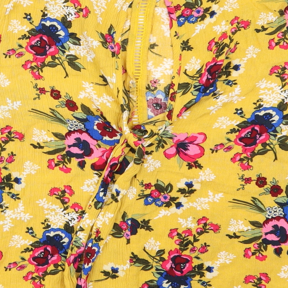Womens UK Size 8 New Look Yellow Basic T-Shirt