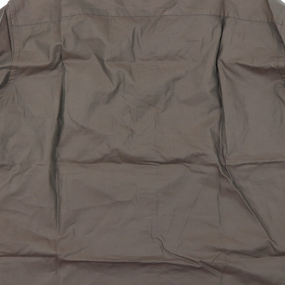 Mens UK Size 46 NEXT Brown Button-Up Long Sleeve Casual Shirt