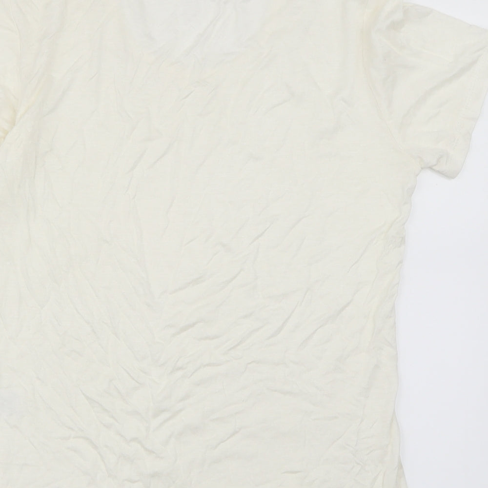 julie mode Womens White Basic T-Shirt Size L