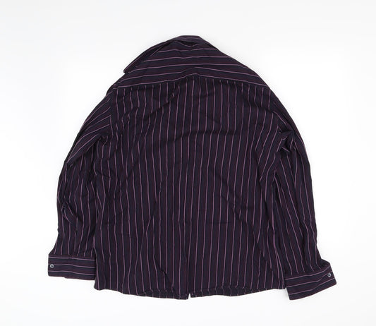 Autograph Mens Black Striped Button-Up Size L