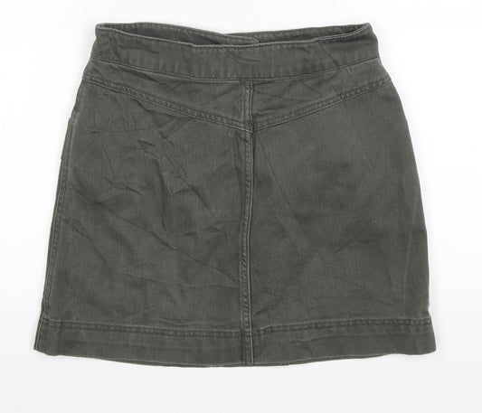 H&M Womens Green  Denim A-Line Skirt Size 26 in