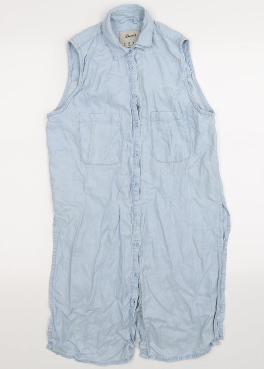 Womens UK Size 10 Denim Co Blue Basic Button-Up