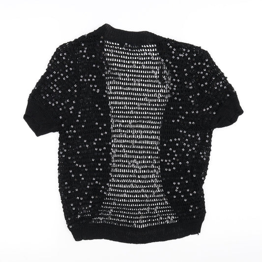 Papaya Womens Black Basic Blouse Size 14 - see through