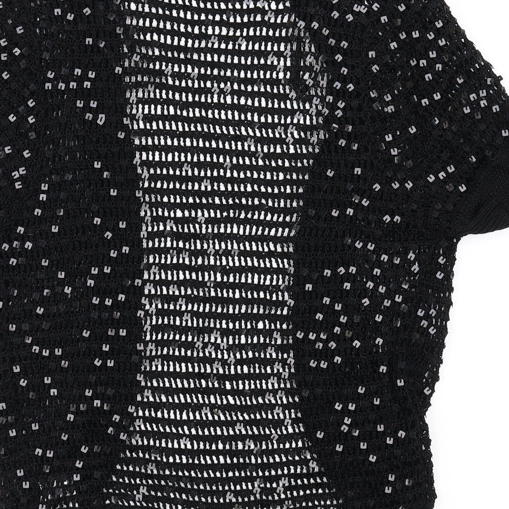 Papaya Womens Black Basic Blouse Size 14 - see through