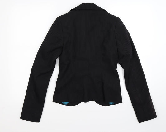 Divided Womens Black Striped  Jacket Blazer Size 8