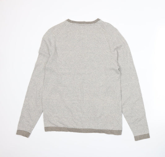 Marks and Spencer Mens Beige Striped Knit Pullover Jumper Size M