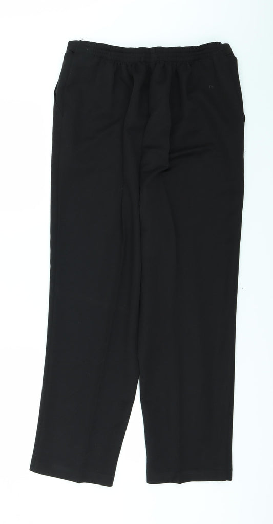 Womens UK Size 16 Preworn Regular Fit Black Trousers