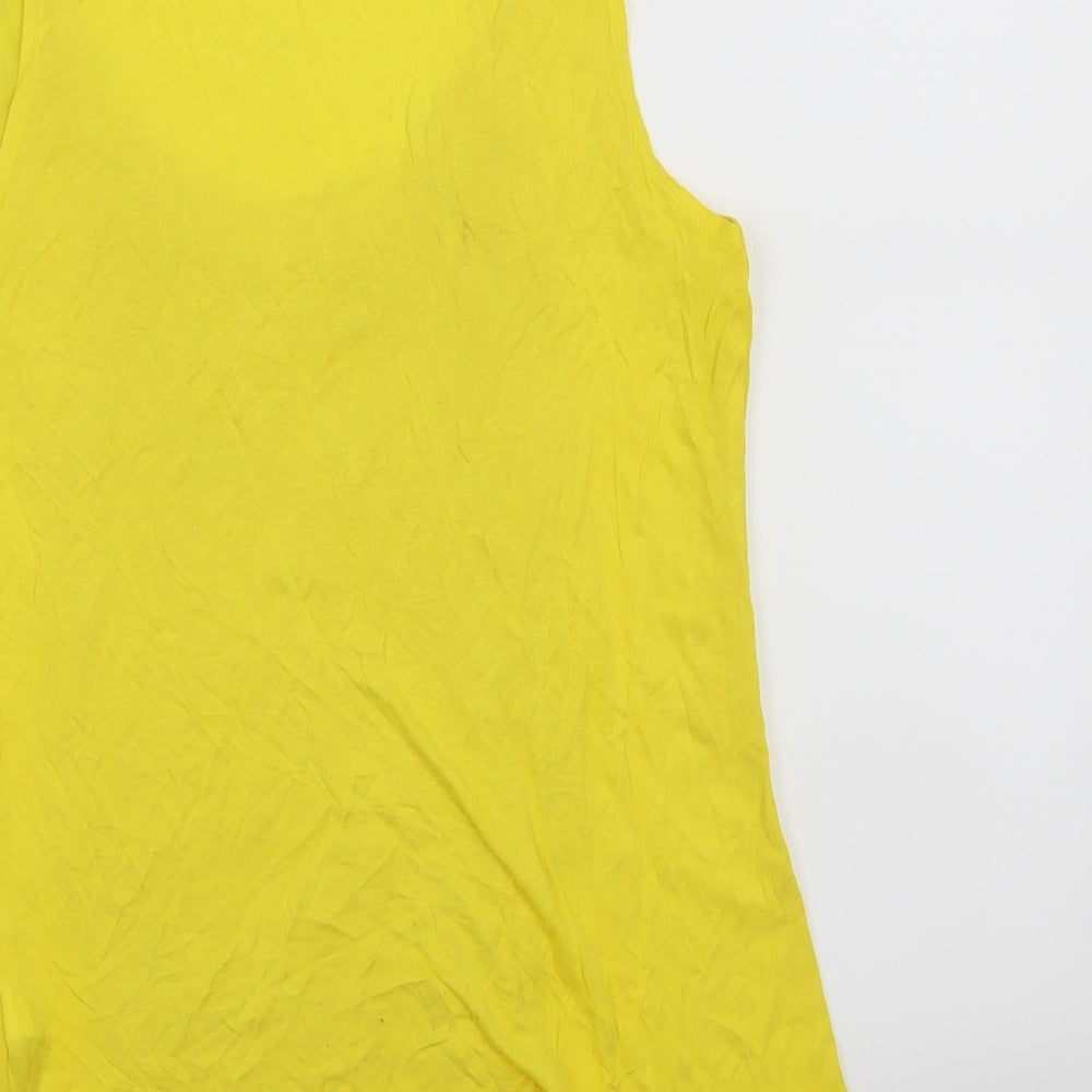 Womens UK Size XS Zara Yellow Basic Tank