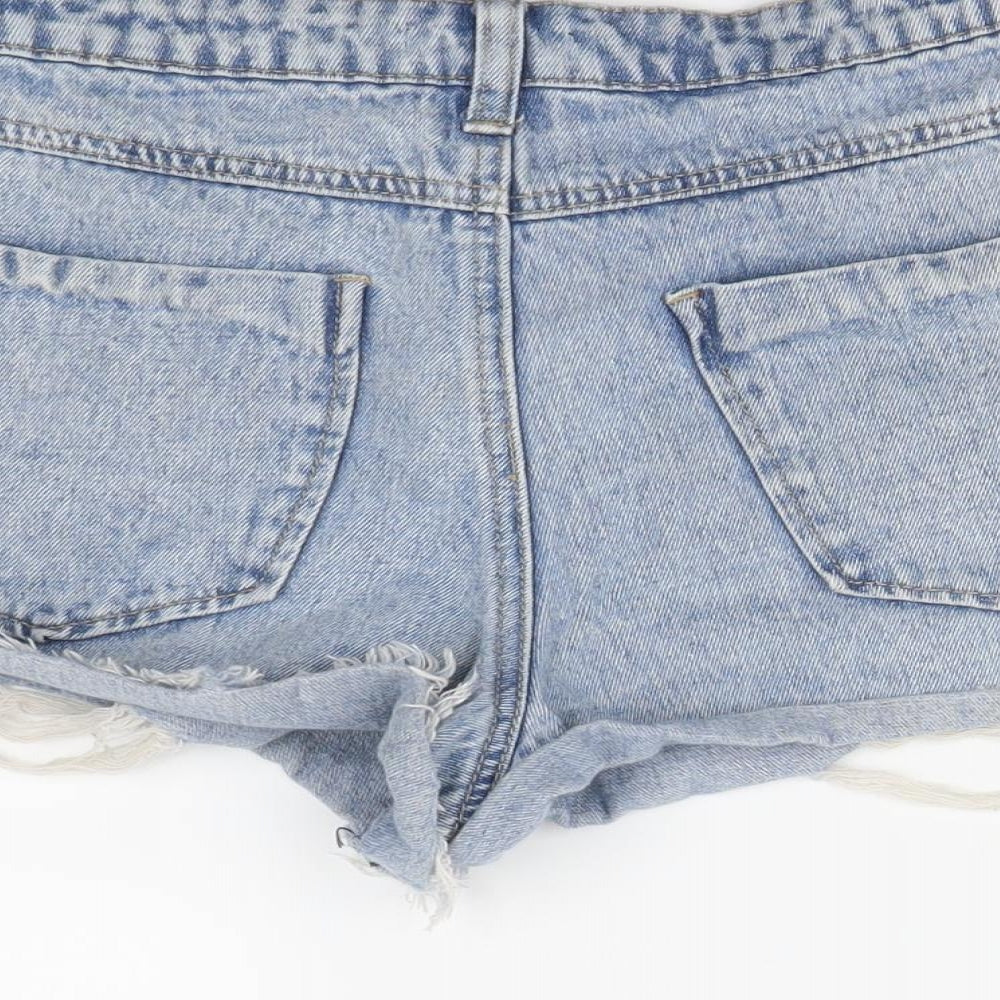Boohoo Womens Blue Cut-Off Shorts Size 10