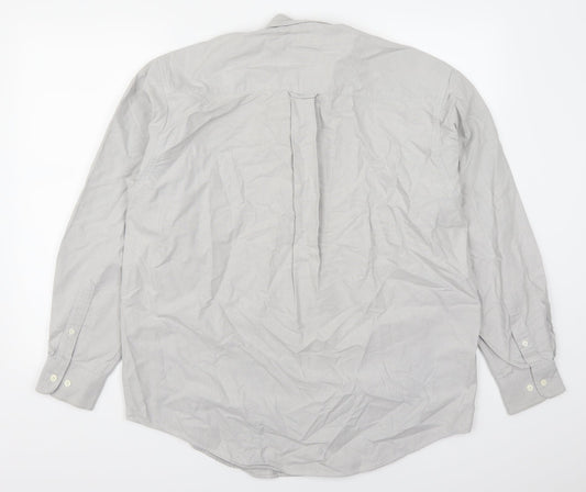 Mens UK Size 15.5 Lee Cooper Grey Button-Up Long Sleeve Casual Shirt