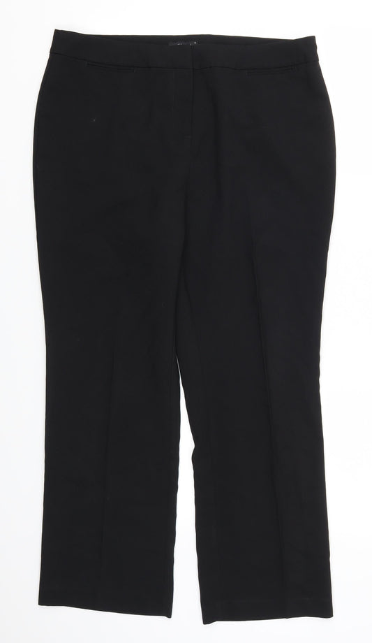 Womens UK Size 14 Papaya Regular Fit Black Trousers