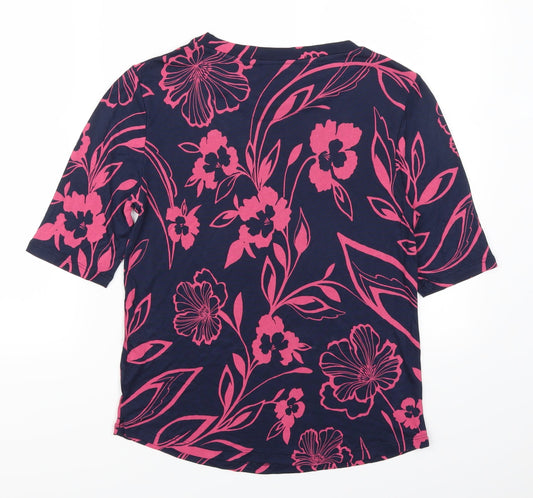 Marks and Spencer Womens Pink Floral Basic T-Shirt Size 10