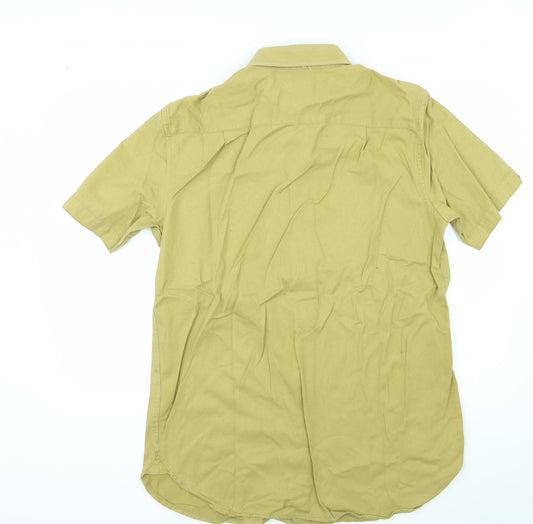 Samuel Windsor Mens Yellow Button-Up Size L