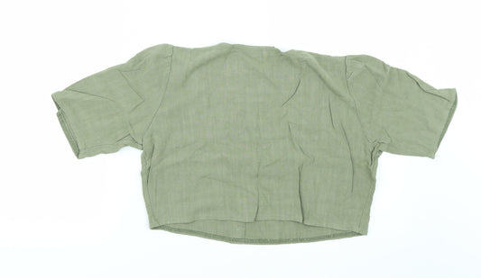 PRETTYLITTLETHING Womens Green Cropped Blouse Size 12
