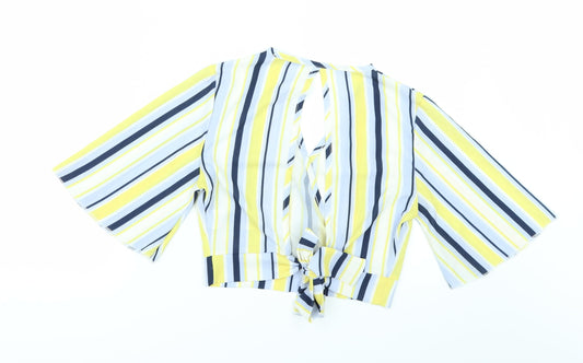 Quiz Womens Multicoloured Striped Cropped Blouse Size 10
