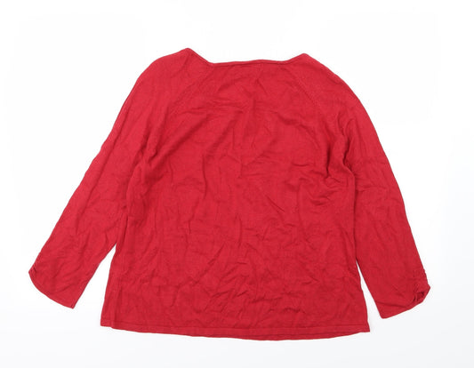 Fabrizio Womens Red Knit Pullover Jumper Size XL