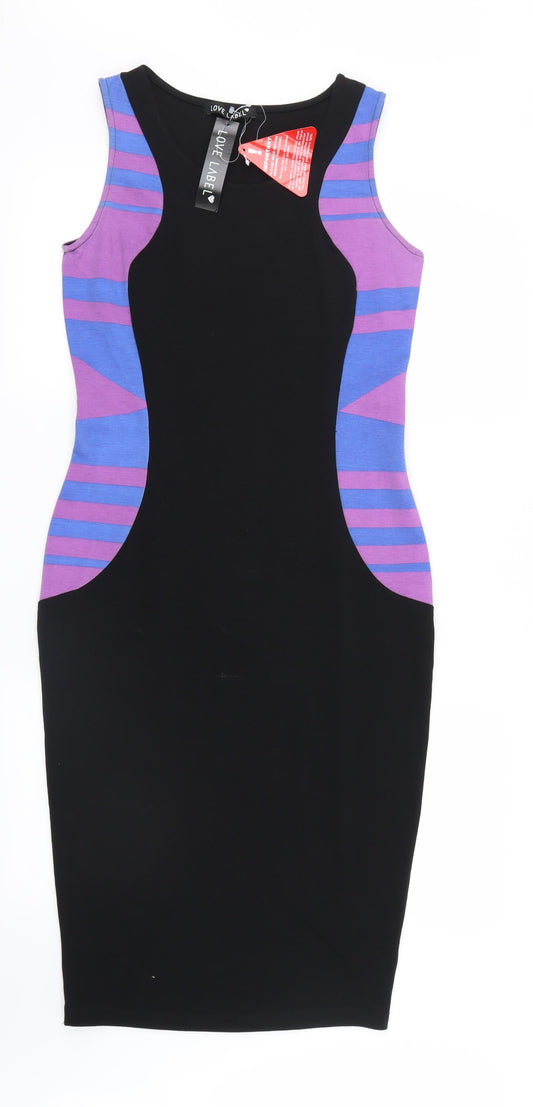 Love Label Womens Black Striped Shirt Dress Size 10