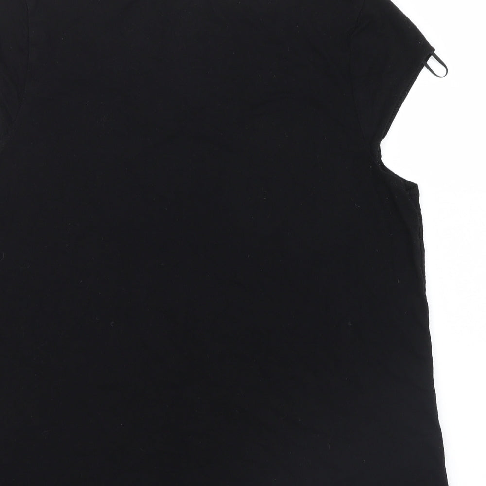 Womens UK Size S Tex Black Basic T-Shirt