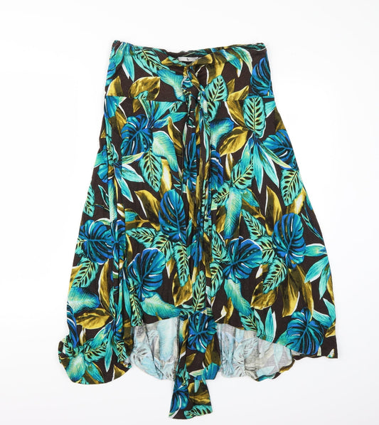 Tu Womens Brown Floral Rayon A-Line Size M