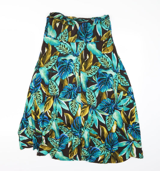 TU Womens Brown Floral Rayon A-Line Size M