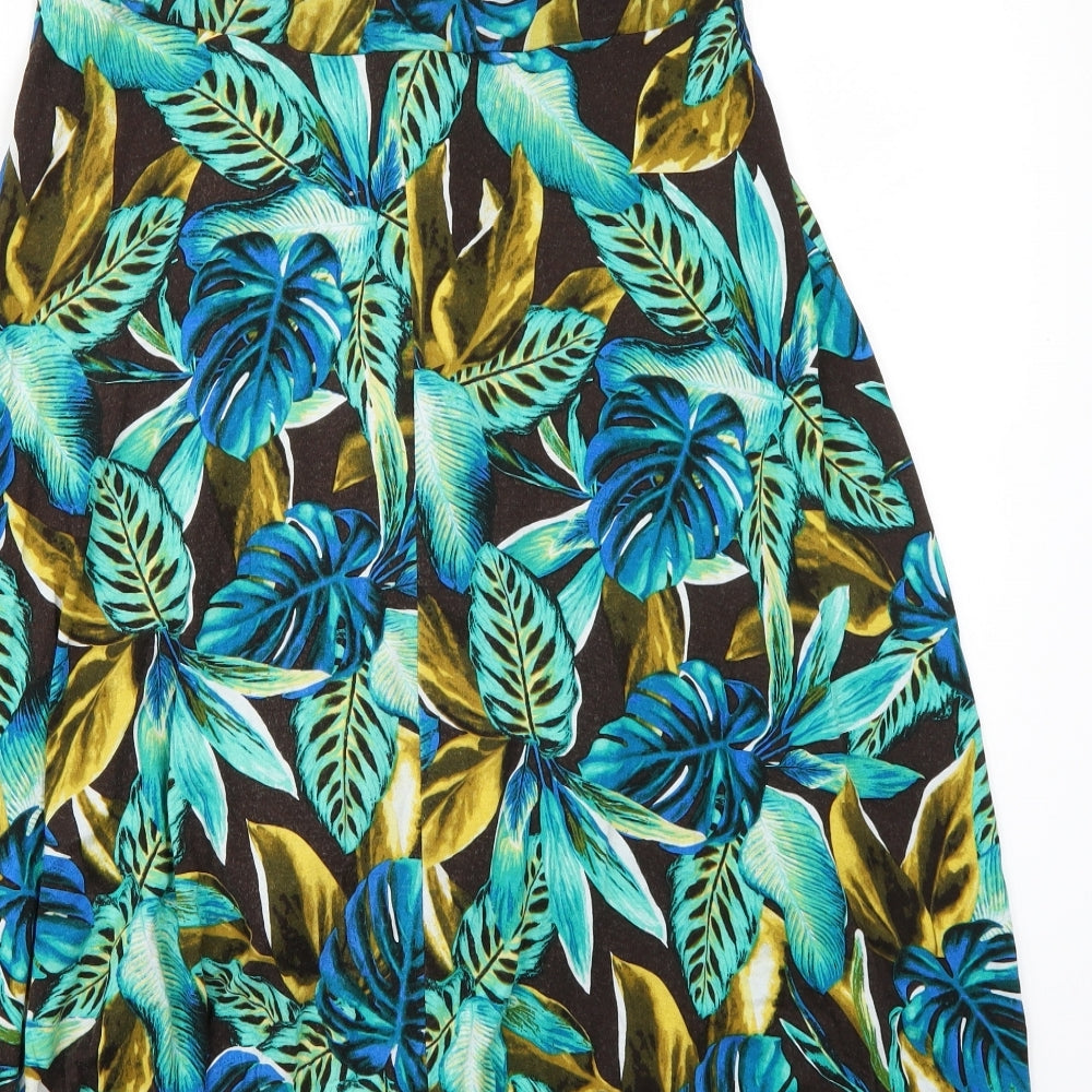 TU Womens Brown Floral Rayon A-Line Size M