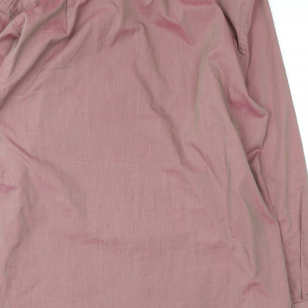 Mens UK Size 15.5 easy care Pink Button-Up Long Sleeve Casual Shirt