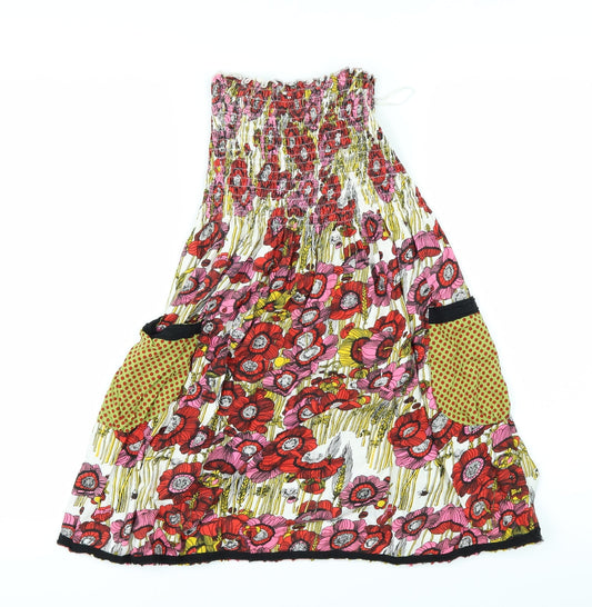 Preworn Girls White Floral Fit & Flare Size L