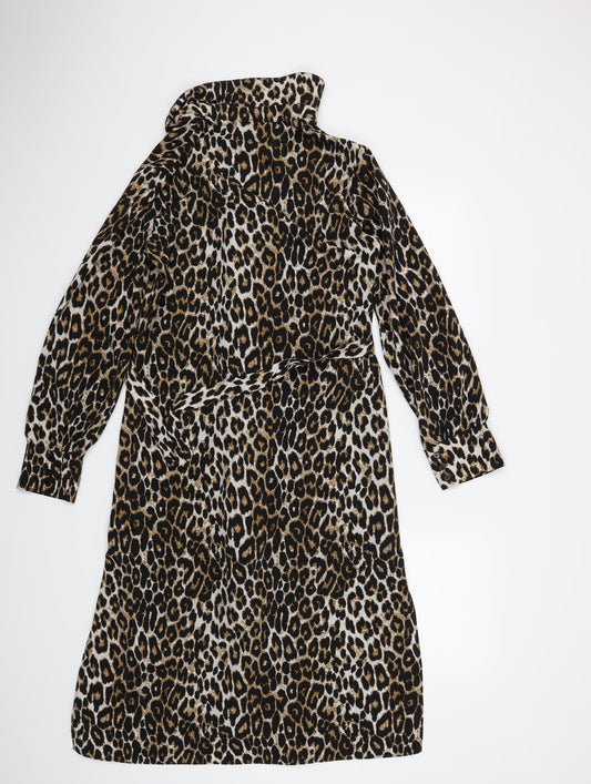 F&F Womens Beige Animal Print A-Line Size 8