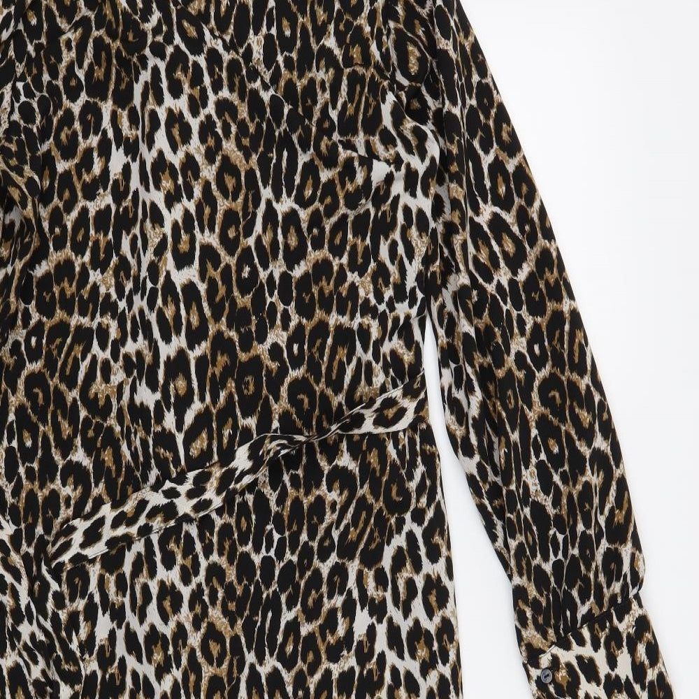 F&F Womens Beige Animal Print A-Line Size 8