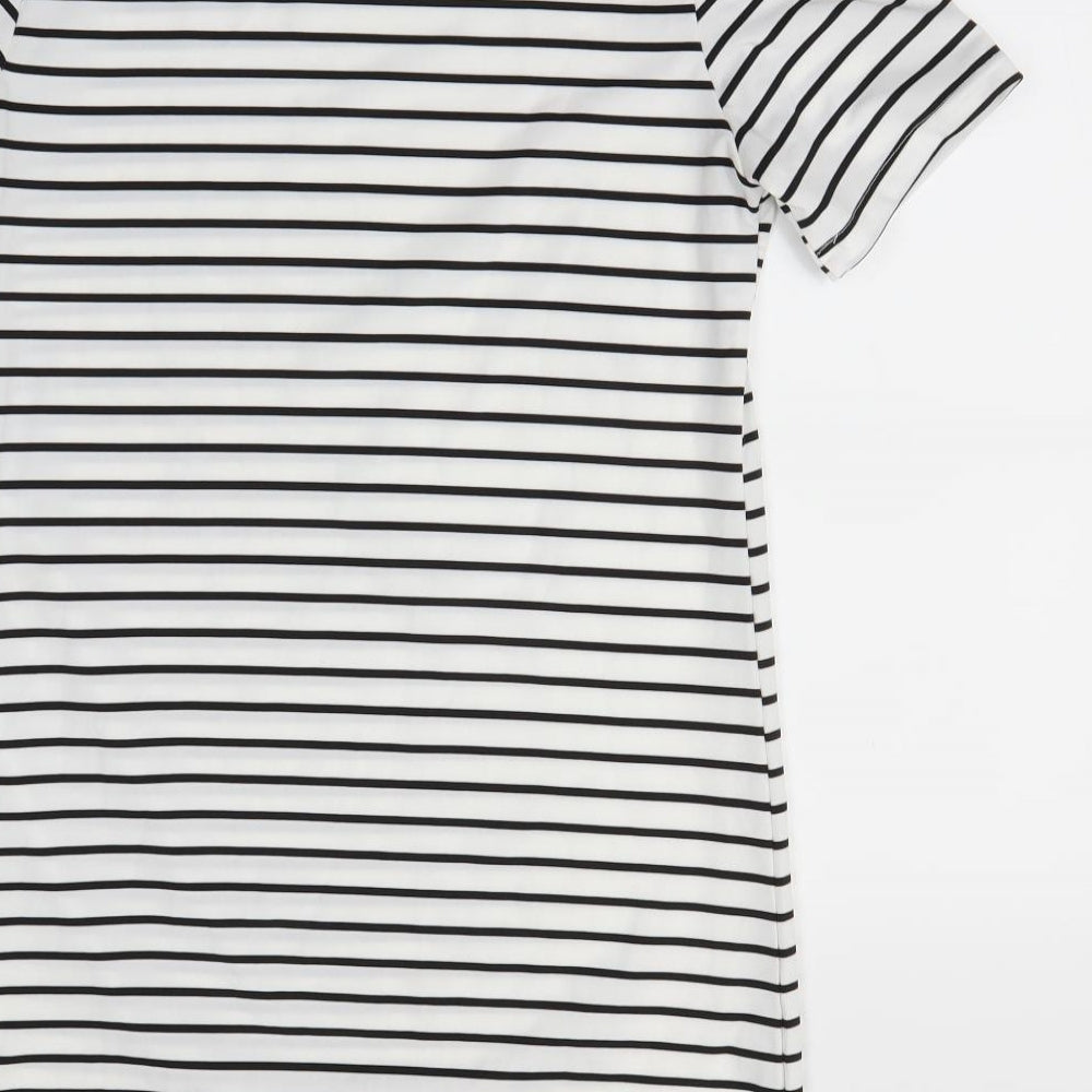 Shein Womens Silver Striped T-Shirt Dress Size S