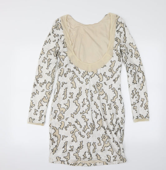 Zara Womens White Animal Print Mini Size M