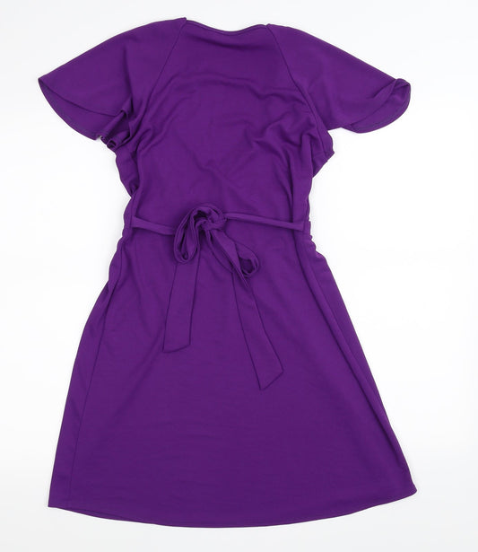 Dorothy Perkins Womens Purple Fit & Flare Size 8 - tie on back