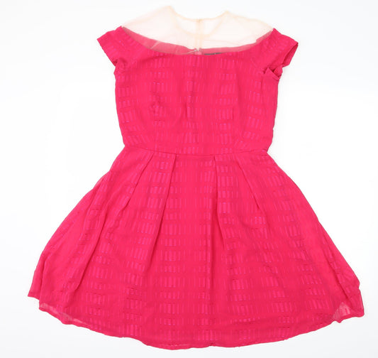 LITTLE MISTRESS Womens Pink Geometric Fit & Flare Size 12