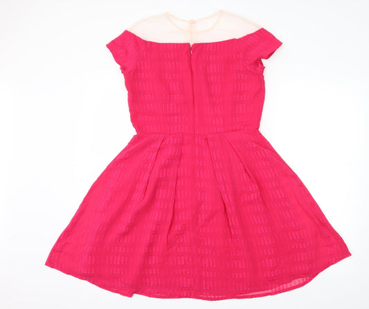 LITTLE MISTRESS Womens Pink Geometric Fit & Flare Size 12