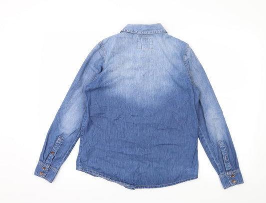 FOREVER 21 Womens Blue Denim Basic Button-Up Size S