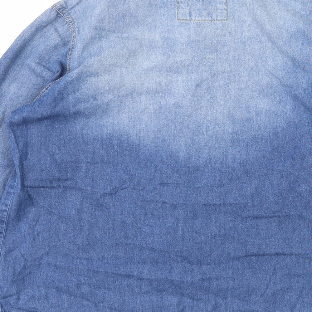 FOREVER 21 Womens Blue Denim Basic Button-Up Size S