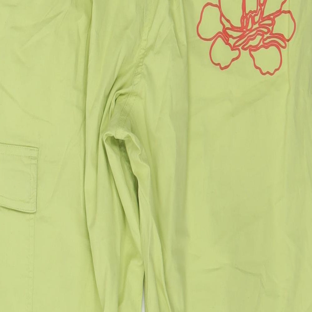 Kuala Womens Green Floral Cropped Trousers Size 2XL L21 in
