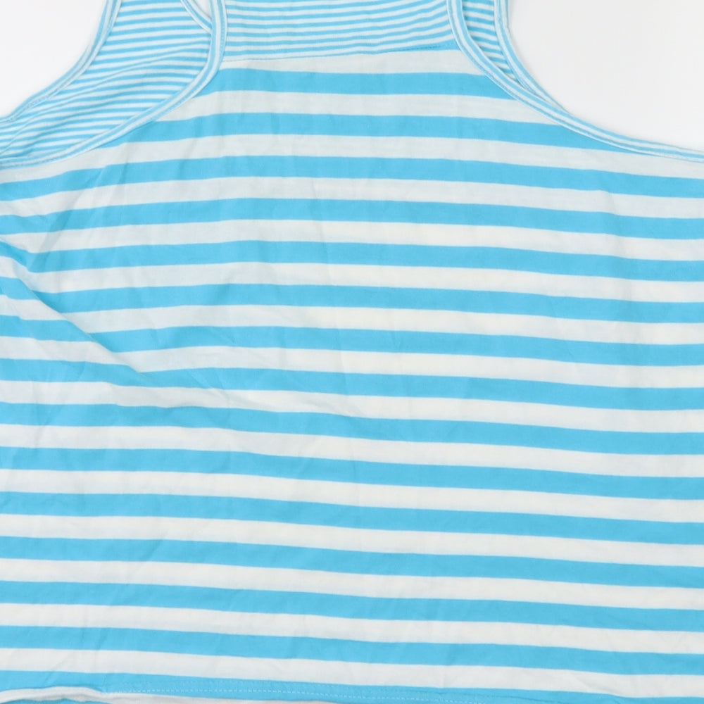 Miss Evie Girls Blue Striped Jersey Basic Tank Size 10-11 Years